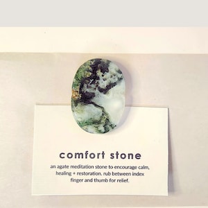 Comfort Stone Meditation Stone Worry Stone Thumb Stone Moss Agate Handcrafted Fidget Pocket Rock image 2