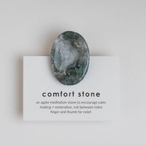 Pietra di comfort Pietra per meditazione Pietra di preoccupazione Pietra per il pollice Muschio Agata Fidget Pocket Rock artigianale
