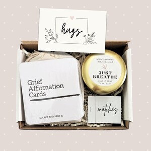 Boîte-cadeau de câlins avec des cartes d'affirmation de deuil Bougie Deuil Condoléances Paquet de soins pour deuil Bougie Perte d'un être cher