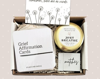 Bereavement Gift Box with Candle Sympathy Condolences Grief Comfort Care Package Just Breathe Candle Gift Loss of Loved One