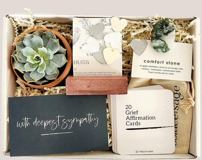 Sympathy Gift Box with Grief Affirmation Card Set for Lost Loved One Grief Gift Box Bereavement Gift Box Condolences Gift Care Package