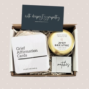 Cadeau de sympathie avec bougie Deuil Condoléances Deuil Paquet de soins et de réconfort Bougie Respirez simplement Cartes d'affirmation pour le deuil de la perte d'un père