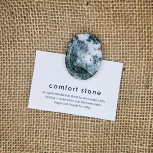 Comfort Stone Meditation Stone Worry Stone Thumb Stone Moss Agate Handcrafted Fidget Pocket Rock image 3