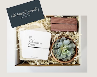 Sympathy Gift Box with Grief Affirmation Card Set for Lost Loved One With Deepest Sympathy Condolences Gift Bereavement Comfort Support Hugs