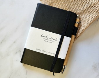 Black Leather Journal Pocket Journal Grief Journal Notebook Blank Journal Lined Journal Bamboo Pen A6 Journal