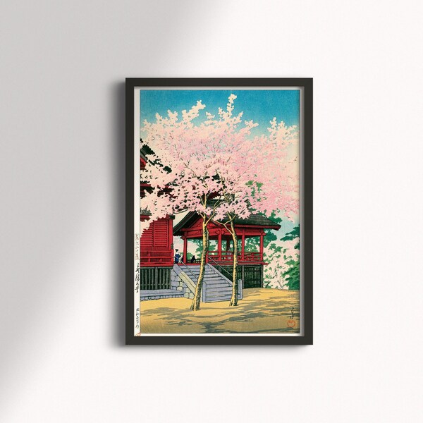 Japanese art - Kawase Hasui 「Sakura」A4 ,VintageJapan,Japanese wall,Made in Japan,Woodblock Print,Japanese art print ,Ukyo-e,Temple