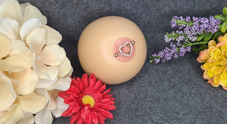 Heart Shape Steel Nipple Piercing-SilverRose Gold with Zircon Gemstones