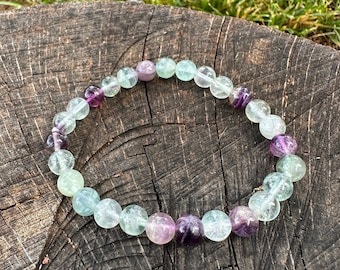 Fluorite Crystal Bracelet, Healing Bracelet, Natural Stone Bracelet, Chakra Bracelet, Protection