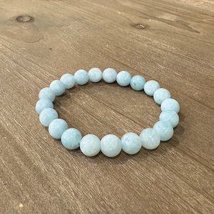 Raw Aquamarine Bracelet, Crystal Bracelet, Healing Bracelet, Handmade Stretch Bracelet, Natural Aquamarine Bracelet, Joy + Happiness Stone