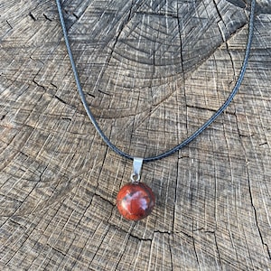 Red Rainbow Jasper Necklace, Healing Stone Necklace, Grounding Crystal, Natural Red Jasper Pendant, Genuine Jasper, Minimalist Boho Necklace
