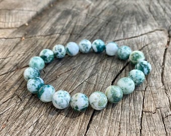 Tree Agate Bracelet, Gemstone Bracelet, Healing Bracelet, Cool Beaded Bracelet, Natural Stone Bracelet, Crystal Bracelet, Aromatherapy