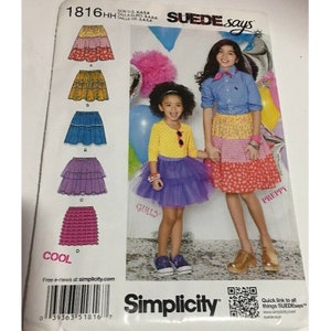 Simplicity Uncut Sewing Pattern #1816 Childrens Girls Size 3-6 Pull On Skirts