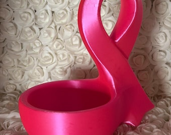 3d Printing Breast Cancer Ribbon Flower Pot Digital File