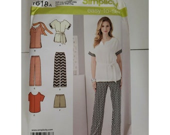 Simplicity 1618 sz XXS-XXL Pants, Shorts, Tops, Sash and Scarf Sewing Pattern