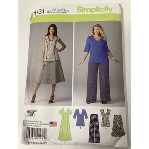 Tunic Skirt Dress Pants Misses size 10-18 Simplicity 1431 Sewing Pattern
