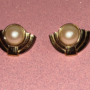 Vintage Monet Faux Pearl Pieced Earrings