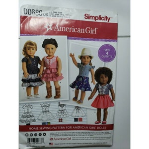 Sewing Pattern D0680 One Size American Girl 18&quot; Doll Clothes 4 Outfits Uncut New