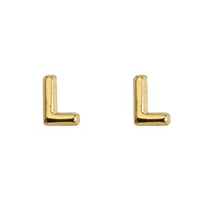 Tiny Initial "L", 10K Solid Gold Screw Back Studs. Minimal and Dainty, Upper Lobe and Cartilage Piercing, Create Stacked Stud Designs