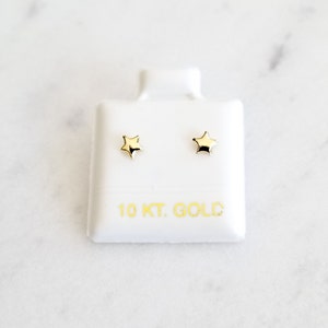 10k Solid Gold Tiny Star Stud Earrings, Upper Lobe and Cartilage Piercing, Screw Back Studs Earrings, Dainty Lightweight Jewelry