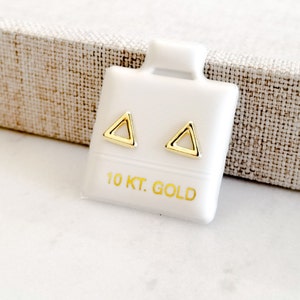 10k Solid Gold TinyTriangle Silhouette Stud Earrings, Upper Lobe and Cartilage Piercing, Gift For Piercing Lovers, Dainty Lightweight Jewelr