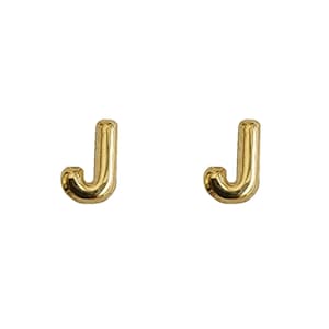 Tiny Initial "J", 10K Solid Gold Screw Back Studs. Minimal and Dainty, Upper Lobe and Cartilage Piercing, Create Stacked Stud Designs