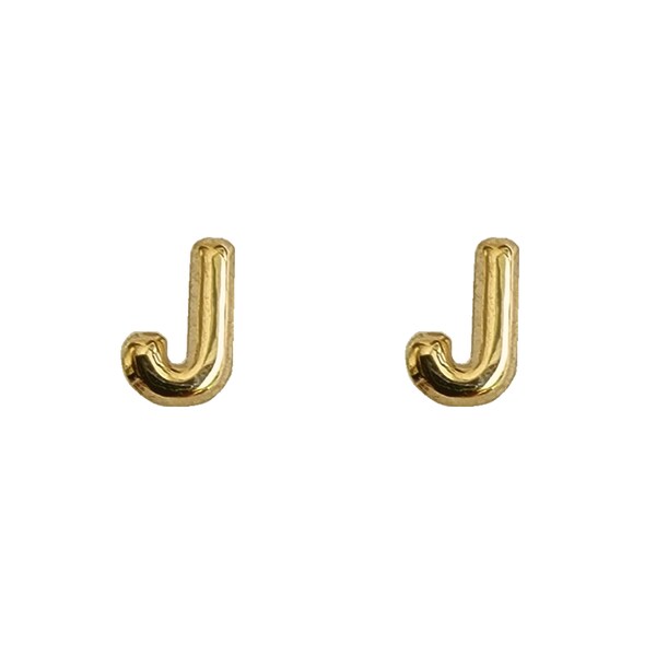 Tiny Initial "J", 10K Solid Gold Screw Back Studs. Minimal and Dainty, Upper Lobe and Cartilage Piercing, Create Stacked Stud Designs