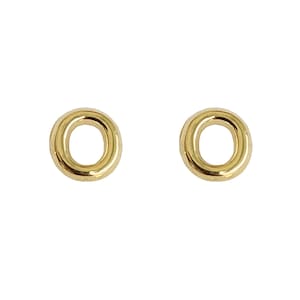 Tiny Initial "O", 10K Solid Gold Screw Back Studs. Minimal and Dainty, Upper Lobe and Cartilage Piercing, Create Stacked Stud Designs