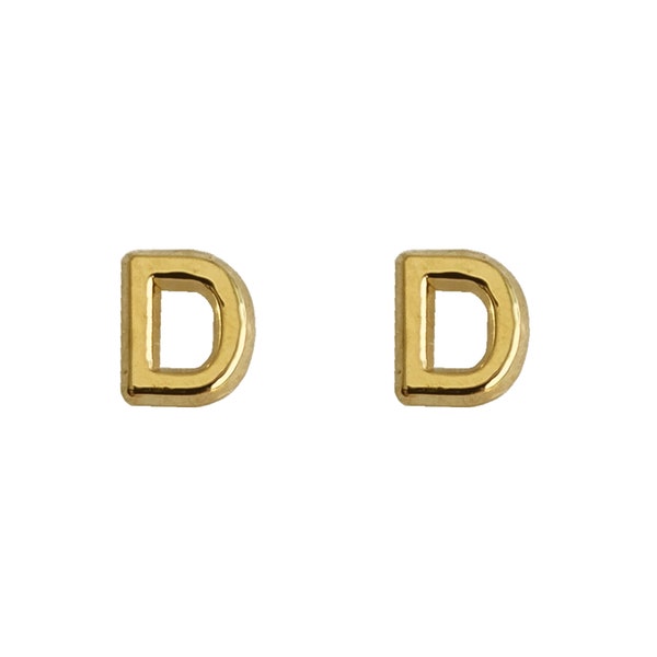 Tiny Initial "D", 10K Solid Gold Screw Back Studs. Minimal and Dainty, Upper Lobe and Cartilage Piercing, Create Stacked Stud Designs
