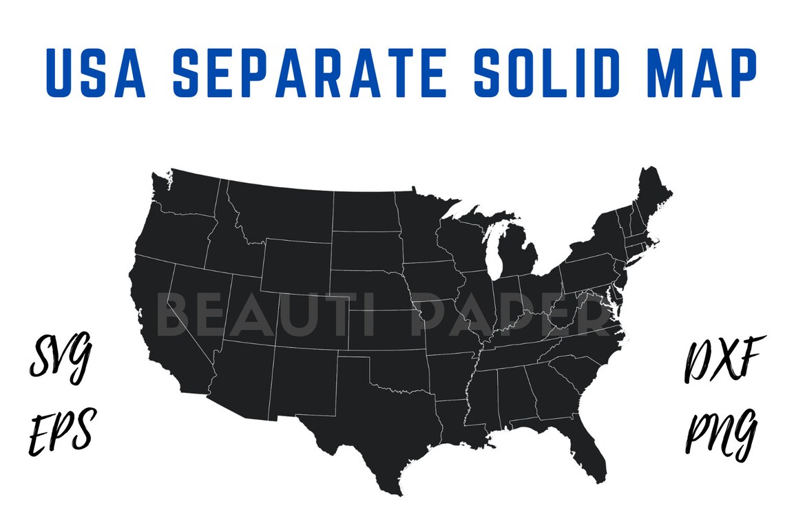 USA Separate Solid Map SVG United States Separate Solid Map - Etsy