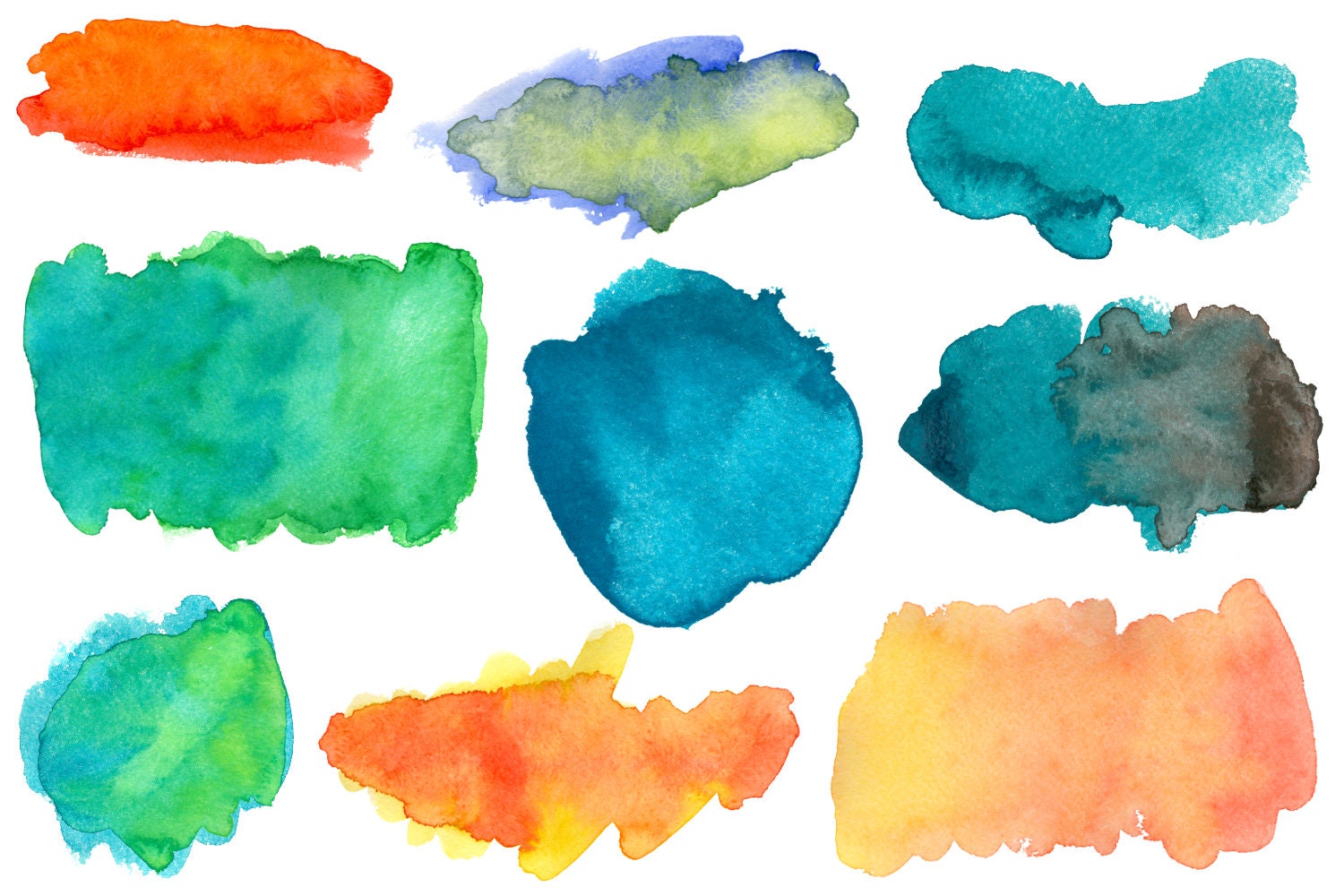 Watercolor and ink textures bundle Individual PNG Watercolor | Etsy