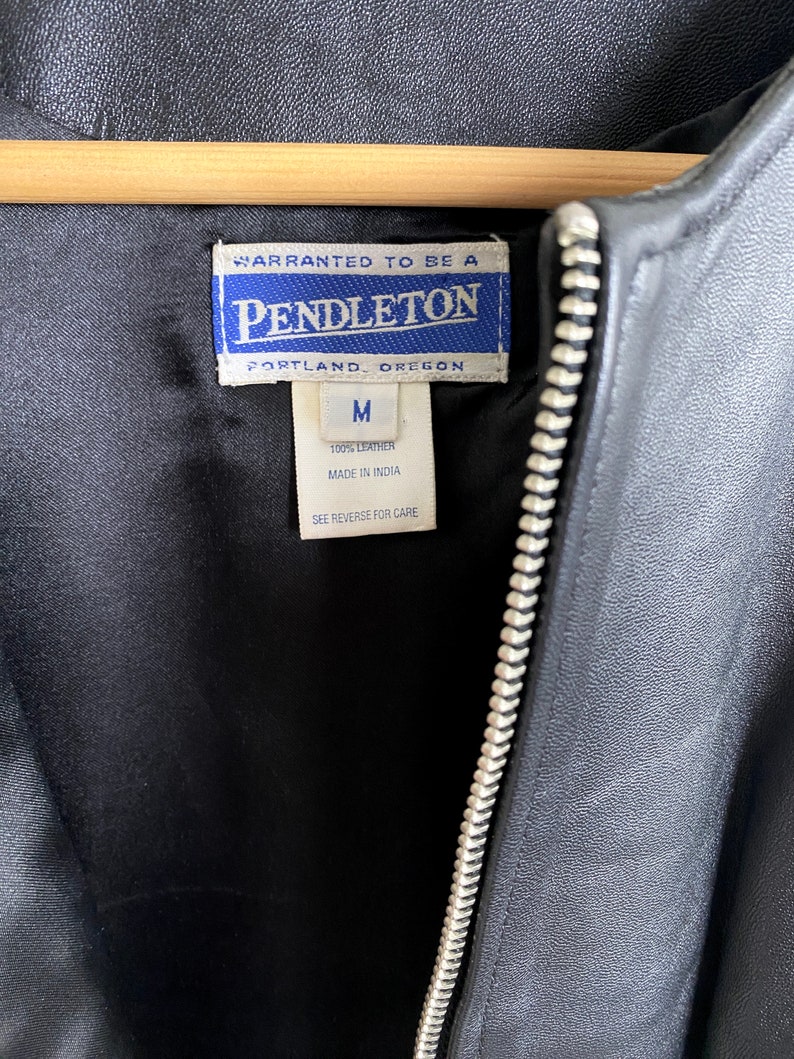 vintage Pendleton Débardeur ajusté en cuir zippé / Taille M L image 8