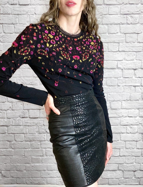 Vintage 90's Vivienne Tam Mesh Floral Embroidered