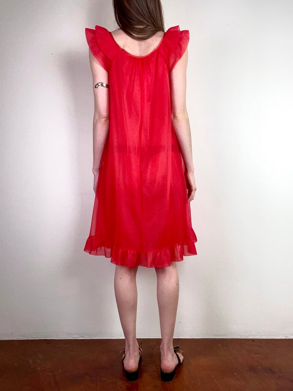 Vintage 60s Sheer Red Nightgown / Babydoll Nighti… - image 8