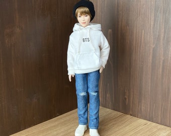 mattel bts outfits, doll bts clothes, hoody and jeans, doll clothes - miminegage