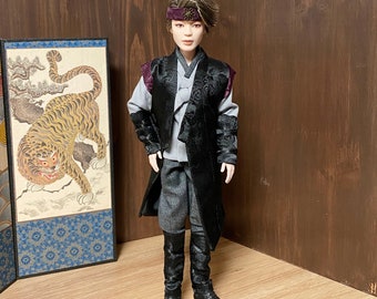Korean traditional warrior clothes full set, doll clothes, Hanbok, mattel bts outfits, bts clothes - miminegage
