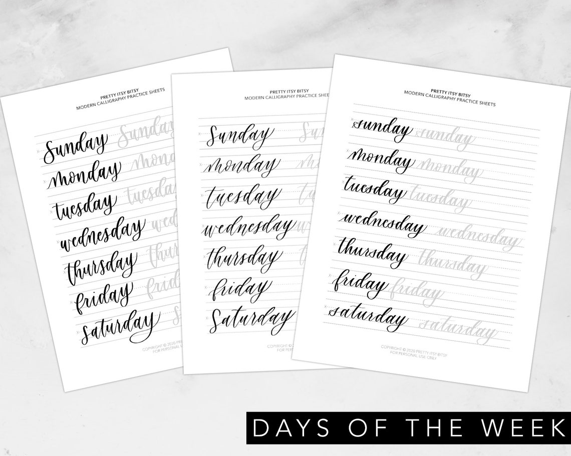 Modern Calligraphy Brush Lettering Workbook Practice Sheets Etsy