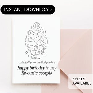 Carte d’anniversaire Scorpion - Joyeux anniversaire à mon Scorpion préféré - Zodiaque, Horoscope, Astrologie Carte de vœux Téléchargement numérique Imprimable