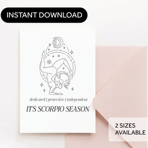 Es ist Skorpion Geburtstagskarte, Skorpion Geburtstagskarte - Sternzeichen, Horoskop, Astrologie Grußkarte Digital Download Printable
