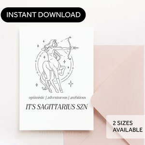 It&#39;s Sagittarius Season Birthday Card, Sagittarius Birthday Card - Zodiac, Horoscope, Astrology Greeting Card Digital Download Printable