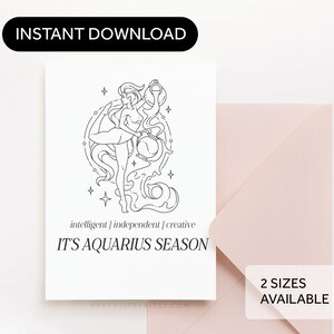 Es ist Wassermann Saison Geburtstagskarte, Wassermann Geburtstagskarte - Sternzeichen, Horoskop, Astrologie Grußkarte Digital Download Printable
