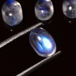 Natural Rainbow Moonstone Oval Shape Cabochon, Moonstone Loose Gemstone For Jewelry Making, Natural Blue Fire Oval Calibrated Size 7X5 mm