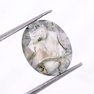 Moosachat ovaler Brillant Rosendruck, natürlicher Moosachat lose Edelstein zur Schmuckherstellung, Moosachat oval facettiert kalibriert 10x8x4 mm