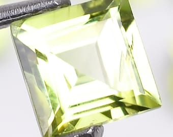 Natural Green Peridot Gemstone: Square Step Cut, Calibrated Size 5x5x3 mm