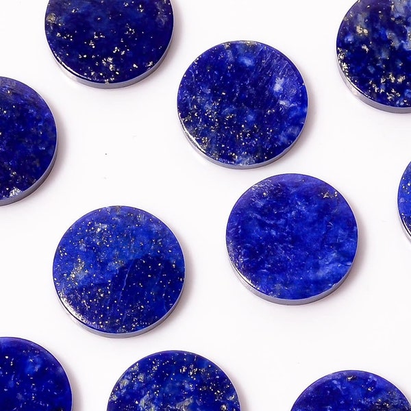 Moneta cabochon rotonda di lapislazzuli naturale, pietra preziosa sciolta di lapislazzuli per la creazione di gioielli, cabochon di forma rotonda di colore blu, dimensioni calibrate 11X11X3 mm