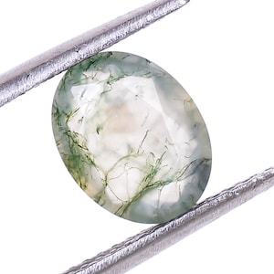 Moos Achat Oval Brilliant Rosecut, Natürliche Moos Achat Lose Edelstein für die Schmuckherstellung, Moos Achat Oval facettiert kalibriert Größe 9X7X3 mm