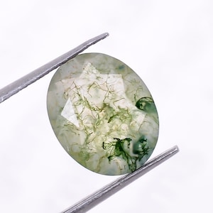 Moosachat ovaler Brillant Rosendruck, natürlicher Moosachat lose Edelstein zur Schmuckherstellung, Moosachat oval facettiert kalibriert 10x8x4 mm