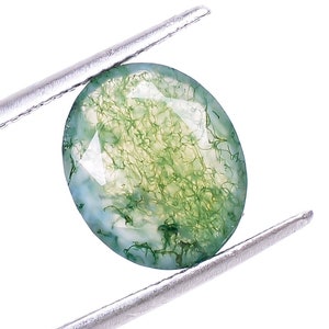 Moosachat ovaler Brillant Rosenschliff, natürlicher Moosachat lose Edelstein zur Schmuckherstellung, Moosachat oval facettiert Kalibriergröße 12x10x4,5 mm