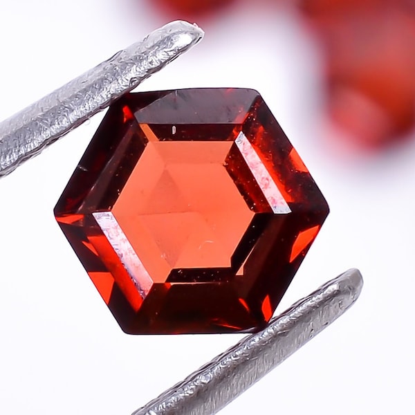 Natural Red Garnet Hexagon Shape Step Cut, Garnet Loose Gemstone For Jewelry Making, Red Garnet Hexagon Faceted Calibrated Size 6X6X3 mm