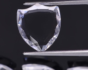 Clear Quartz Shield Gemstone: Natural Rock Crystal for Jewelry Making (14x12x3.5 mm)