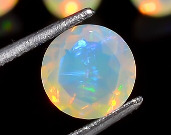 Natural Ethiopian Opal Round Shape Brilliant Cut, Opal Loose Gemstone For Jewelry Making, White Welo Fire Opal Cut Calibrated Size 8X8X4 mm
